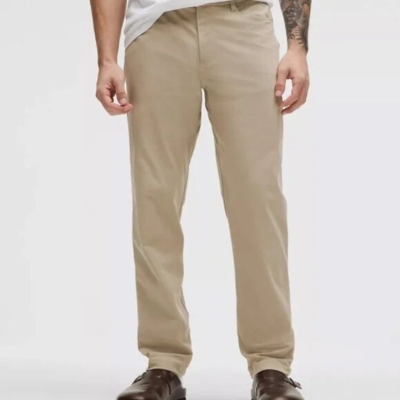 Lululemon Men's 42 Commission Warpstreme 5-Pocket Pants Tan Slim Fit ABC Chino - Picture 1 of 9
